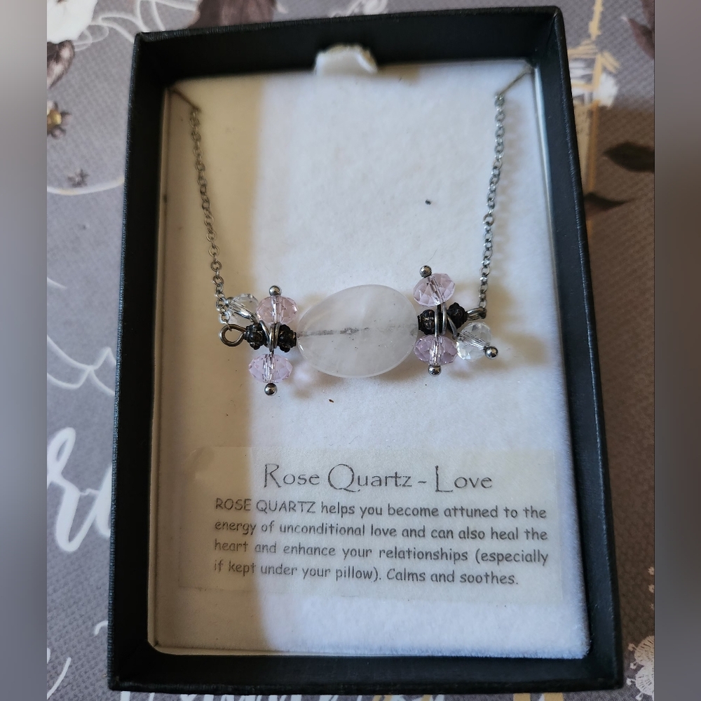 Rose Quartz Love Bar Necklace